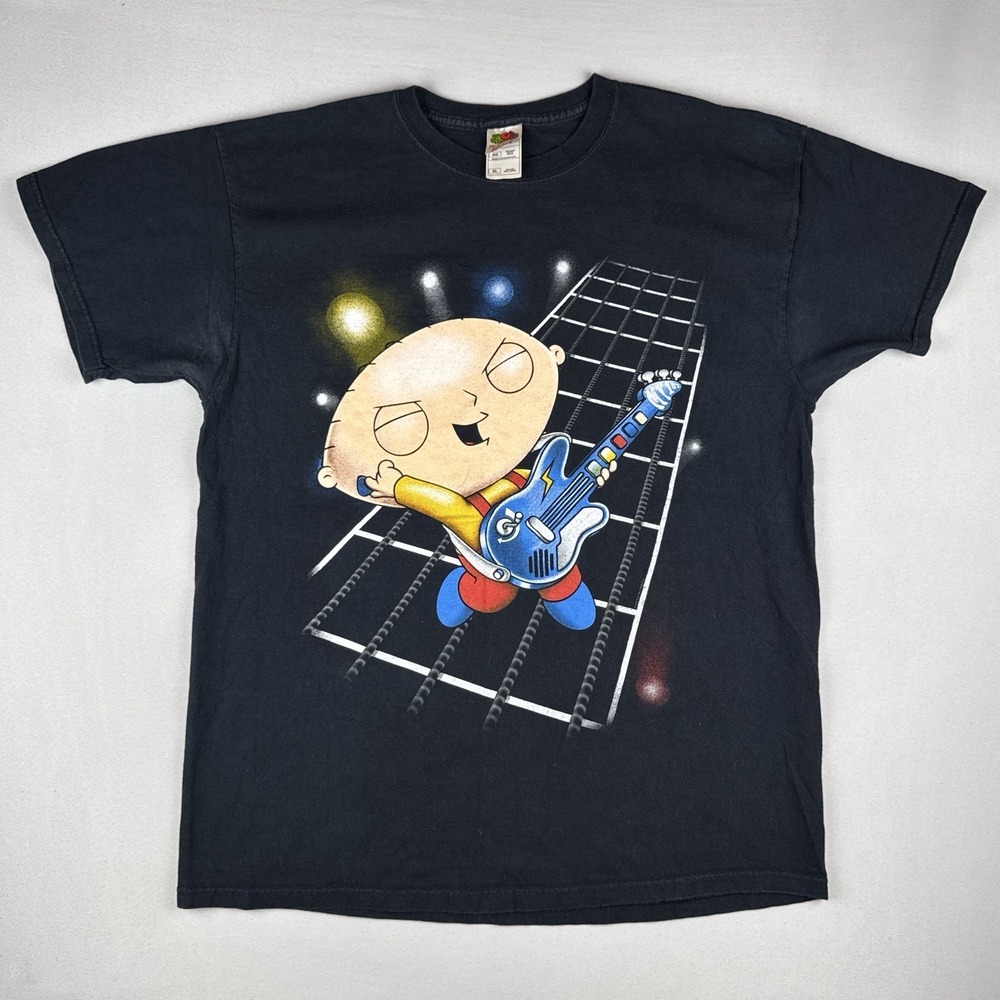 Family Guy Stewie Guitar Tee Adult Swim Cartoon Rock Shirt XL 2008 Black